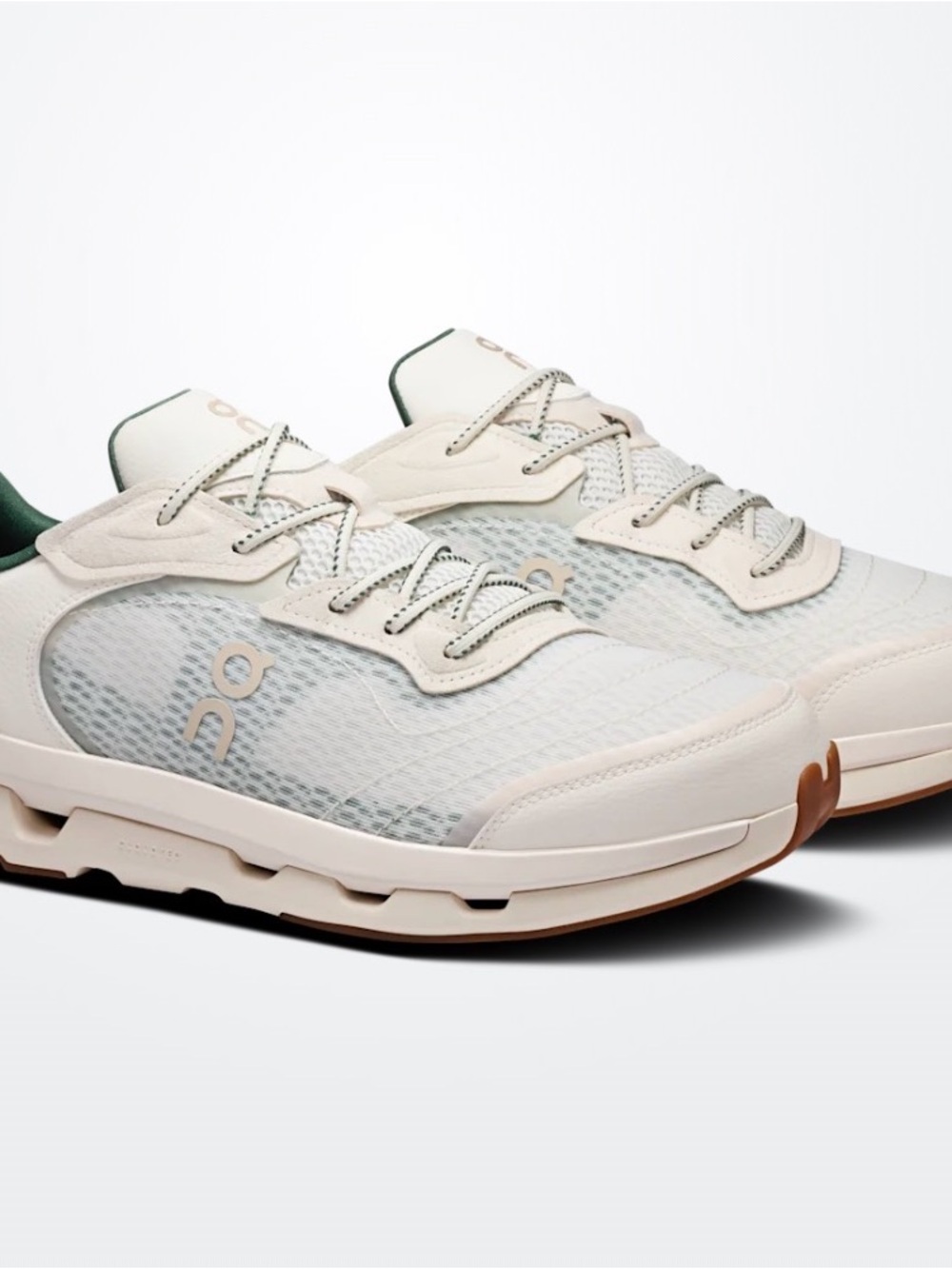 On Running men’s Cloudzone Moon Sneakers - Cream with Green Lining - Picture 2 of 2